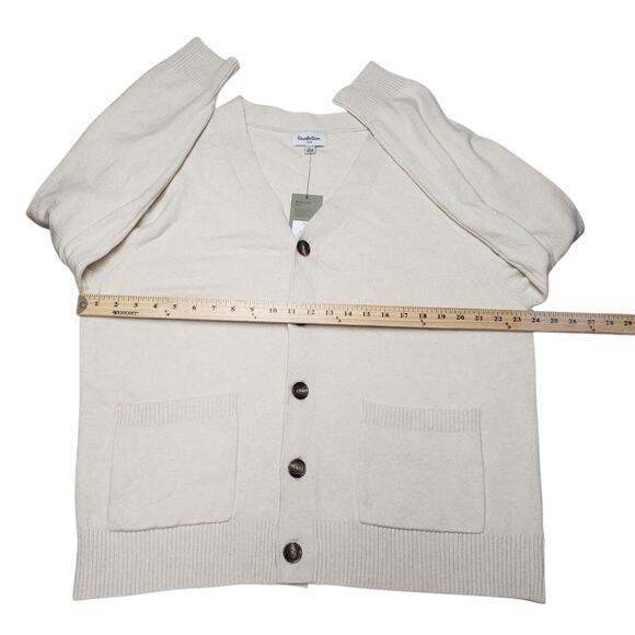 Goodfellow Men’s Button Up Sweater Size L Beige Knit Cardigan Casual Layer - Picture 6 of 8